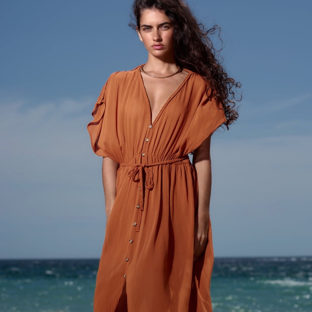 Zara limited edition bohemian maxi dress with braided design